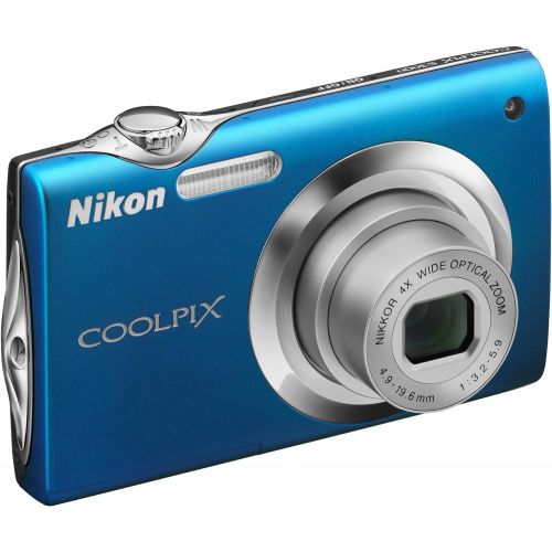  Nikon Coolpix S3000 12 MP Digital Camera with 4x Optical Vibration Reduction (VR) Zoom and 2.7-Inch LCD (Blue) (OLD MODEL)