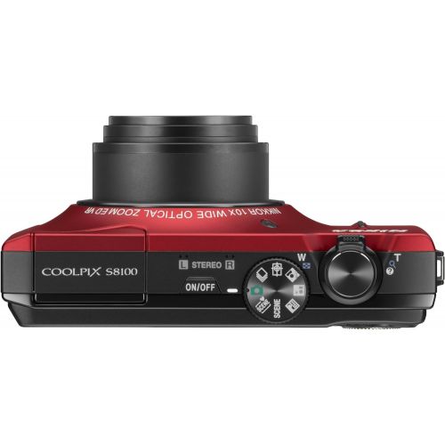  Nikon Coolpix S8100 12.1 MP CMOS Digital Camera with 10x Zoom-Nikkor ED Lens and 3.0-Inch LCD (Red)
