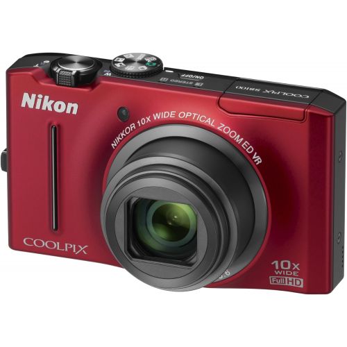  Nikon Coolpix S8100 12.1 MP CMOS Digital Camera with 10x Zoom-Nikkor ED Lens and 3.0-Inch LCD (Red)