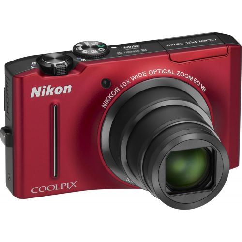  Nikon Coolpix S8100 12.1 MP CMOS Digital Camera with 10x Zoom-Nikkor ED Lens and 3.0-Inch LCD (Red)