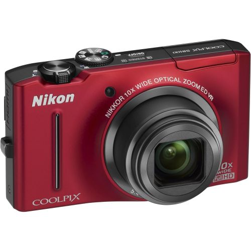  Nikon Coolpix S8100 12.1 MP CMOS Digital Camera with 10x Zoom-Nikkor ED Lens and 3.0-Inch LCD (Red)