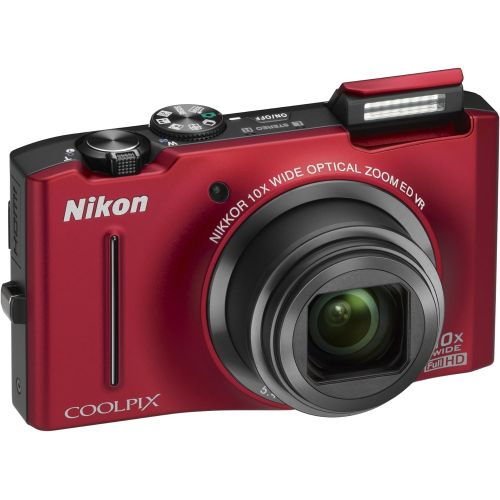  Nikon Coolpix S8100 12.1 MP CMOS Digital Camera with 10x Zoom-Nikkor ED Lens and 3.0-Inch LCD (Red)