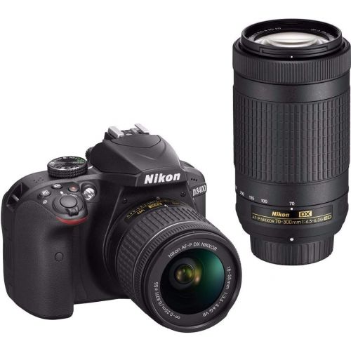  Nikon D3400 DSLR Camera + 18-55mm & 70-300mm Lenses + Nikon Case + 64GB Card + Digital Slave Flash + Kit