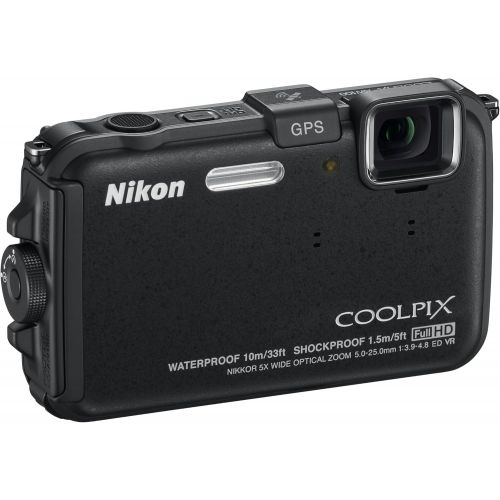  Nikon COOLPIX AW100 16 MP CMOS Waterproof Digital Camera with GPS and Full HD 1080p Video (Black)