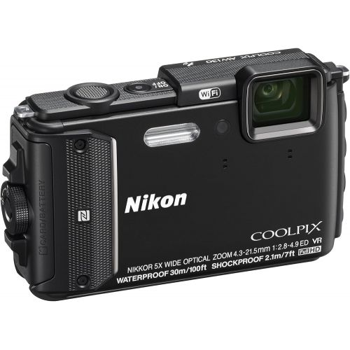  Nikon COOLPIX AW130 Waterproof Digital Camera with Built-In Wi-Fi (Black)