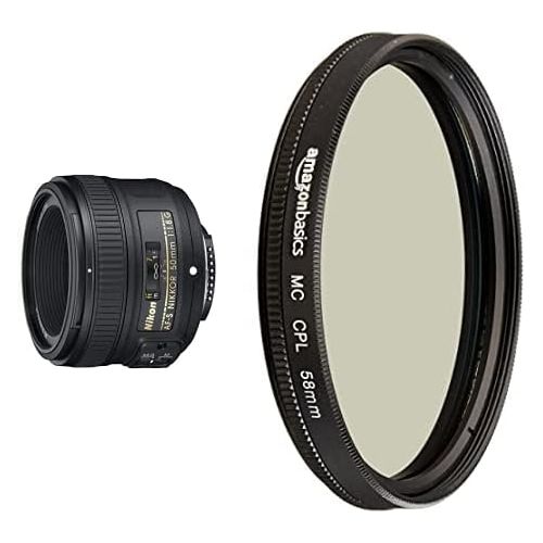  Nikon AF-S FX NIKKOR 50mm f/1.8G Lens with Auto Focus and Circular Polarizer Filter - 58 mm