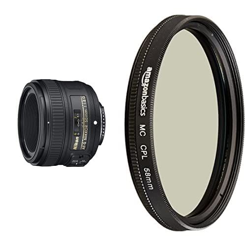  Nikon AF-S FX NIKKOR 50mm f/1.8G Lens with Auto Focus and Circular Polarizer Filter - 58 mm