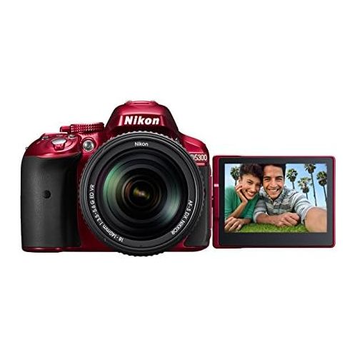  Nikon D5300 24.2 MP CMOS Digital SLR Camera with 18-55mm f/3.5-5.6G ED VR II Auto Focus-S DX NIKKOR Zoom Lens (Red)