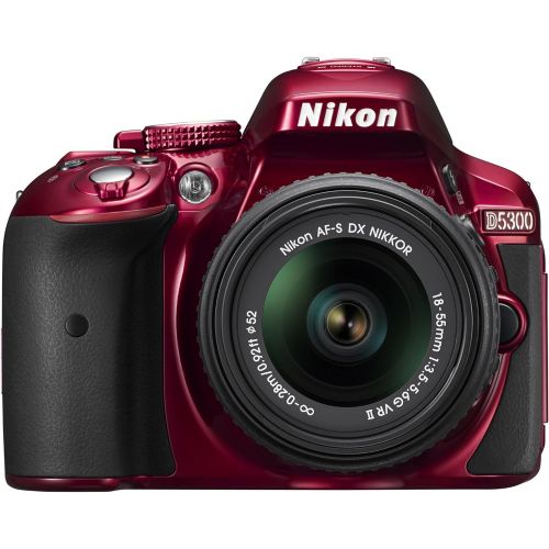  Nikon D5300 24.2 MP CMOS Digital SLR Camera with 18-55mm f/3.5-5.6G ED VR II Auto Focus-S DX NIKKOR Zoom Lens (Red)