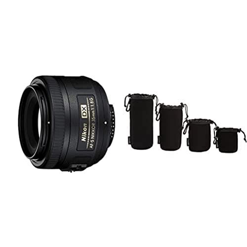  Nikon AF-S DX NIKKOR 35mm f/1.8G Lens with Auto Focus with Camera Lens Protective Pouches - Water Resistant