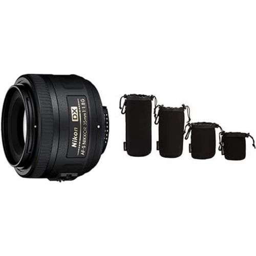  Nikon AF-S DX NIKKOR 35mm f/1.8G Lens with Auto Focus with Camera Lens Protective Pouches - Water Resistant