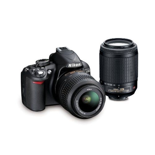  Nikon D3100 DSLR Camera with 18-55mm VR, 55-200mm Zoom Lenses (Black) (Discontinued by Manufacturer)