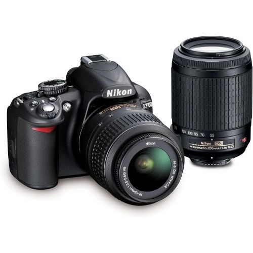  Nikon D3100 DSLR Camera with 18-55mm VR, 55-200mm Zoom Lenses (Black) (Discontinued by Manufacturer)