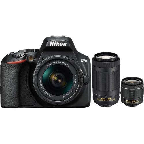  Nikon D3500 DSLR Camera with AF-P 18-55mm and 70-300mm Zoom Lenses Bundle with 64GB Card and Accessories (7 Items)