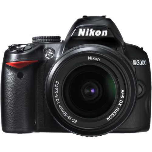  Nikon D3000 DSLR 6 Piece Bundle with 18-55mm f/3.5-5.6G AF-S & 55-200mm f/4-5.6G ED AF-S Nikkor Zoom Lenses
