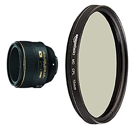  Nikon AF-S FX NIKKOR 58mm f/1.4G Lens for Nikon DSLR Cameras with AmazonBasics Circular Polarizer Lens - 72 mm