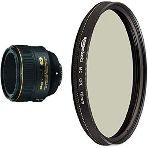  Nikon AF-S FX NIKKOR 58mm f/1.4G Lens for Nikon DSLR Cameras with AmazonBasics Circular Polarizer Lens - 72 mm