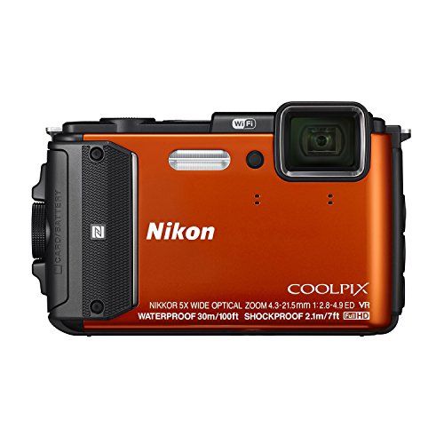  Nikon - Coolpix AW130 16.0-Megapixel Waterproof Digital Camera - Orange