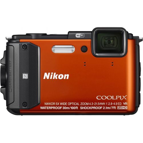  Nikon - Coolpix AW130 16.0-Megapixel Waterproof Digital Camera - Orange