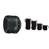 Nikon AF-S FX NIKKOR 50mm f/1.8G Lens with Auto Focus with Camera Lens Protective Pouches - Water Resistant