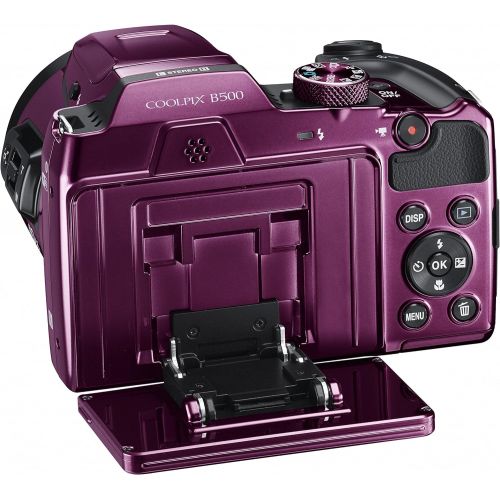  Nikon COOLPIX B500 16MP 40x Optical Zoom Digital Camera with Built-in Wi-Fi - (Plum) - (International Version)