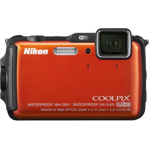  Nikon COOLPIX AW120 16 MP Wi-Fi and Waterproof Digital Camera with GPS and Full HD 1080p Video (Orange) (Discontinued by Manufacturer)