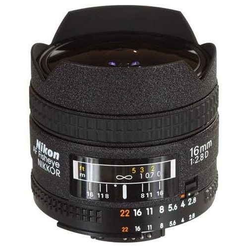  Nikon AF FX Fisheye-NIKKOR 16mm f/2.8D Fixed Lens with Auto Focus for Nikon DSLR Cameras