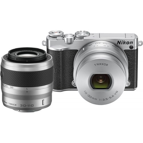  Nikon 1 J5 Mirrorless Digital Camera w/ 10-30mm PD-ZOOM Lens & 30-110mm Lens (Silver)