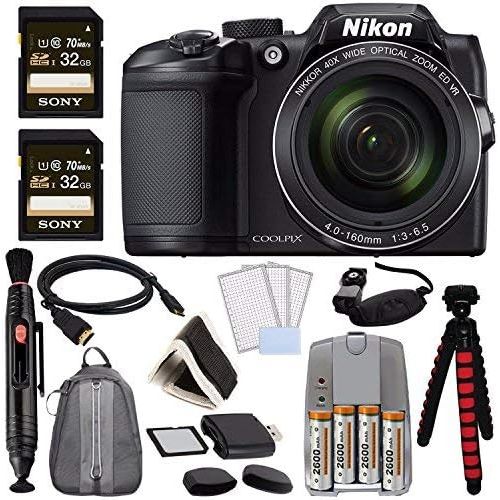  Nikon COOLPIX B500 Digital Camera (Black) + NiMH Batteries Charger Set + Sony 32GB SDHC Card + 6 HDMI to Mini HDMI Cable + Memory Card Wallet + Memory Card Reader + Pro Hand Camera