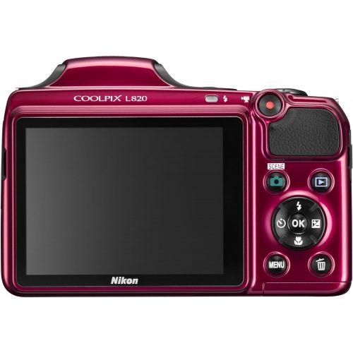  Nikon COOLPIX L820 16 MP CMOS Digital Camera with 30x Zoom Lens and Full HD 1080p Video (Red) (OLD MODEL)