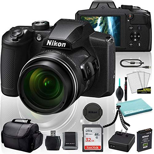  Nikon COOLPIX B600 Digital Camera (Black) (26528) + SanDisk 32GB Ultra Memory Card + Memory Card Wallet + Deluxe Soft Bag + 12 Inch Flexible Tripod + Deluxe Cleaning Set + USB Card