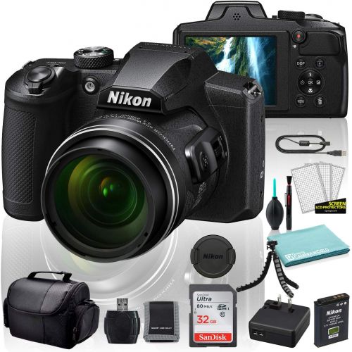  Nikon COOLPIX B600 Digital Camera (Black) (26528) + SanDisk 32GB Ultra Memory Card + Memory Card Wallet + Deluxe Soft Bag + 12 Inch Flexible Tripod + Deluxe Cleaning Set + USB Card