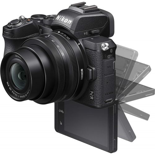  Nikon Z50 Compact Mirrorless Digital Camera with Flip Under Selfie/Vlogger LCD 2 Zoom Lens Kit Includes: NIKKOR Z DX 16-50mm f/3.5-6.3 VR & NIKKOR Z DX 50-250mm F/4.5-6.3 VR