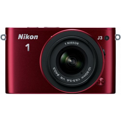  Nikon 1 J3 14.2 MP HD Digital Camera System with 10-30mm VR and 30-110mm VR 1 NIKKOR Lenses (Red)