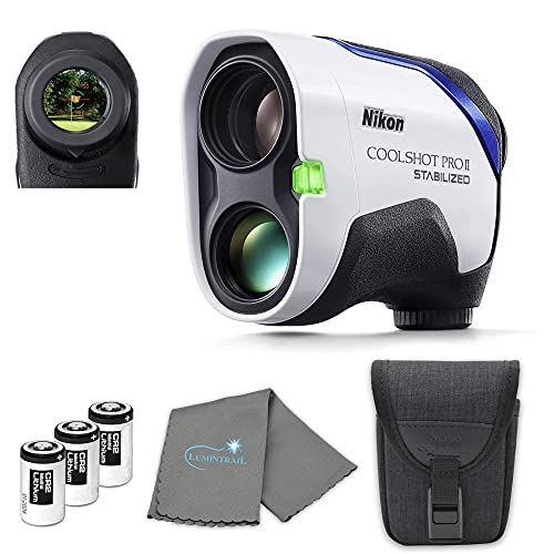  Nikon COOLSHOT ProII Golf Rangefinder Stabilized View Bundle with 3 CR2 Batteries and a Lens Cloth