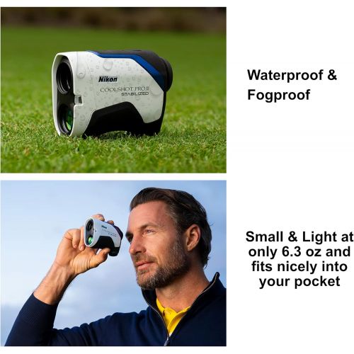  Nikon COOLSHOT ProII Golf Rangefinder Stabilized View Bundle with 3 CR2 Batteries and a Lens Cloth