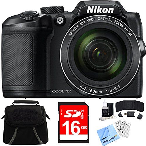 Nikon COOLPIX B500 16MP 40x Optical Zoom Digital Camera with Built-in Wi-Fi Black Bundle with 16GB SDHC High Speed Memory Card and Camera Bag for DSLR