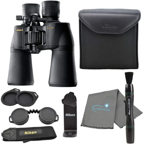  Nikon Aculon A211 10-22x50 Binoculars Black (8252) Bundle with a Tripod Adapter, Nikon Lens Pen, and Lumintrail Cleaning Cloth