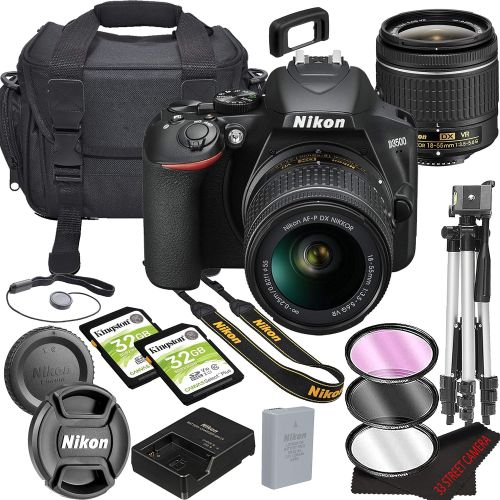  [아마존베스트]Nikon intl Nikon D3500 DSLR Camera Bundle with 18-55mm VR Lens | Built-in Wi-Fi|24.2 MP CMOS Sensor | |EXPEED 4 Image Processor and Full HD Videos + 64GB Memory(17pcs)