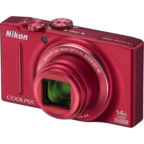  Nikon COOLPIX S8200 16.1 MP CMOS Digital Camera with 14x Optical Zoom NIKKOR ED Glass Lens and Full HD 1080p Video (Black) (Discontinued by Manufacturer)