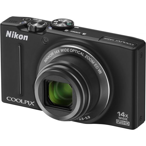  Nikon COOLPIX S8200 16.1 MP CMOS Digital Camera with 14x Optical Zoom NIKKOR ED Glass Lens and Full HD 1080p Video (Black) (Discontinued by Manufacturer)