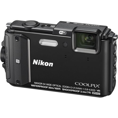  Nikon COOLPIX AW130 Waterproof Digital Camera with Built-In Wi-Fi (Black)