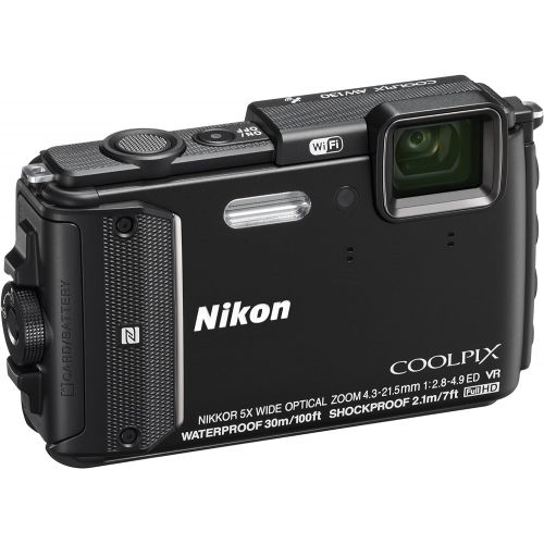  Nikon COOLPIX AW130 Waterproof Digital Camera with Built-In Wi-Fi (Black)