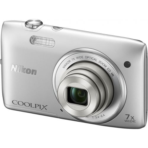  Nikon COOLPIX S3500 20.1 MP Digital Camera with 7x Zoom (Silver) (OLD MODEL)