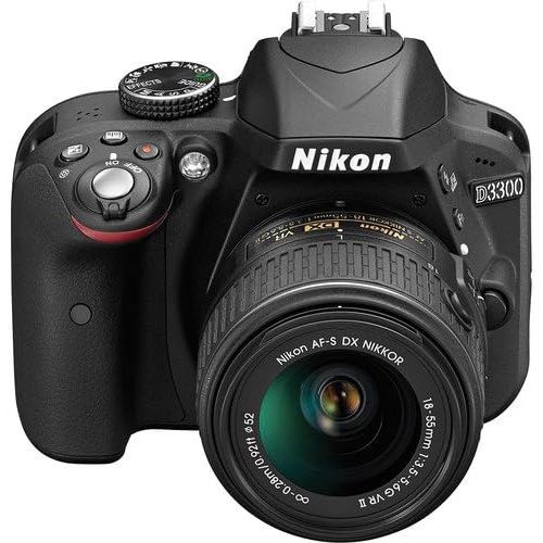  Nikon D3300 DX-format DSLR Kit w 18-55mm DX VR II & 55-200mm DX VR II Zoom Lenses and Case (Black)