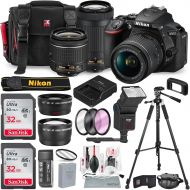 Nikon D5600 DSLR Camera with NIKKOR 18-55mm + 70-300mm Lenses W2 x 32GB Memory Card + Digital Slave Flash + Filters, Telephoto & Wideangle Lens, Xpix Lens Accessories with Deluxe