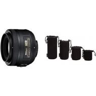 Nikon AF-S DX NIKKOR 35mm f1.8G Lens with Auto Focus with Camera Lens Protective Pouches - Water Resistant