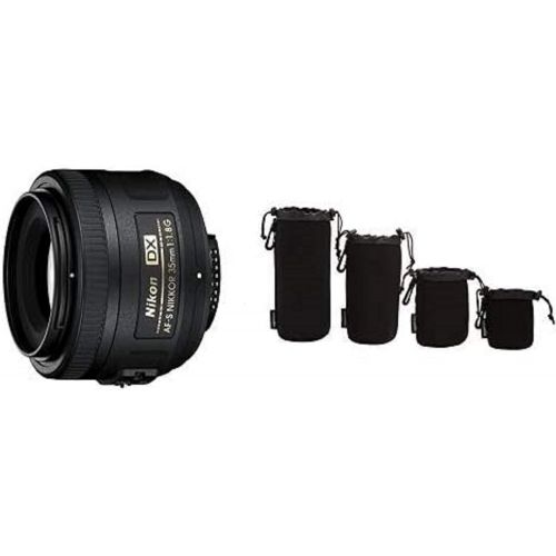  Nikon AF-S DX NIKKOR 35mm f1.8G Lens with Auto Focus with Camera Lens Protective Pouches - Water Resistant