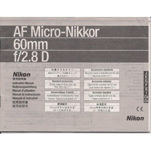  Nikon AF Micro Nikkor 60mm 1:2.8 Camera Lens