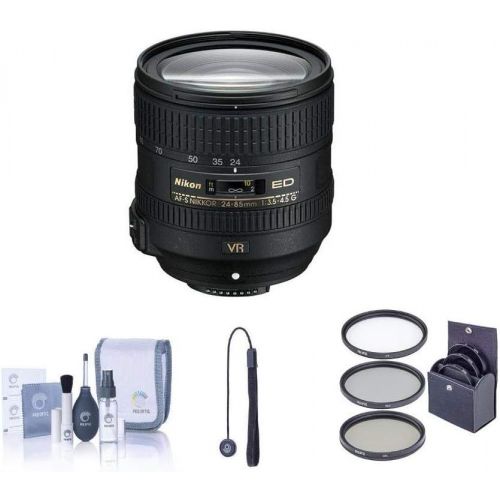  Nikon 24-85mm f3.5-4.5G ED AF-S VR Nikkor Lens Bundle. USA. Value Kit with Acc
